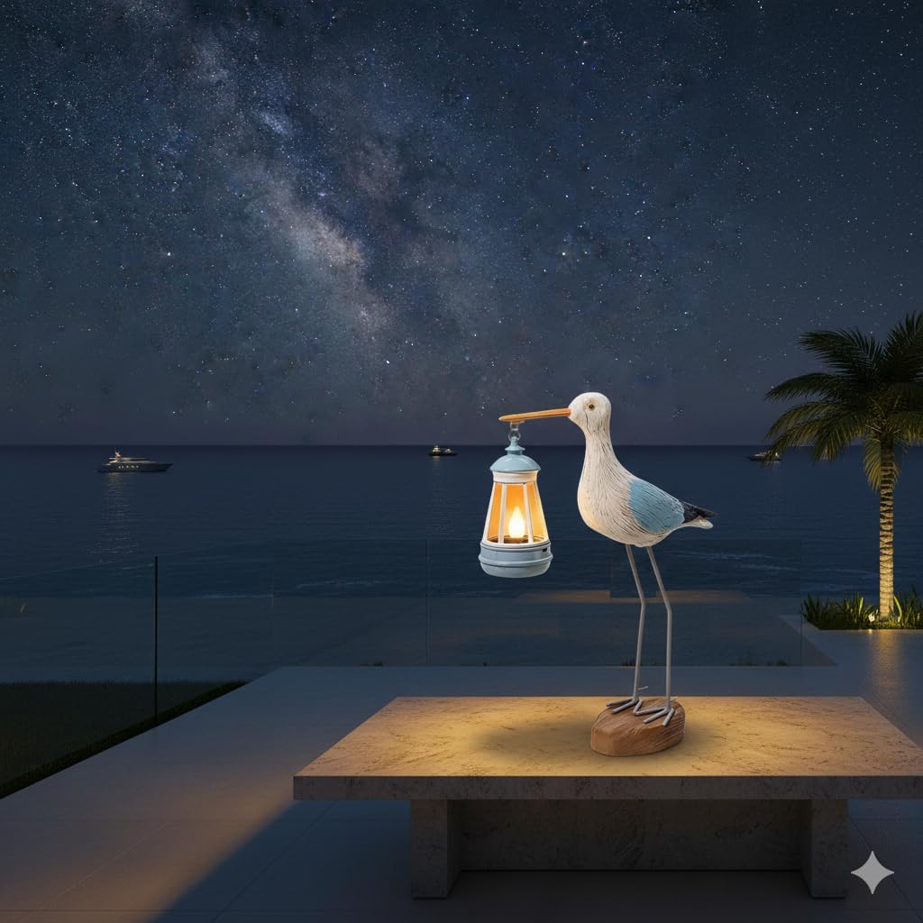 Solar Seagull Statues for Garden and Home Decor,Funny Garden Decor Beach,Pool,Patio,Lawn,Yard,Porch,Perfect Garden Gift