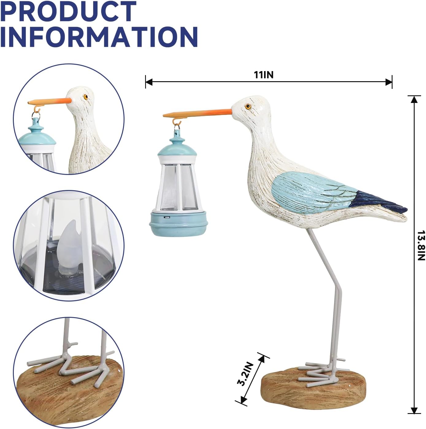 Solar Seagull Statues for Garden and Home Decor,Funny Garden Decor Beach,Pool,Patio,Lawn,Yard,Porch,Perfect Garden Gift