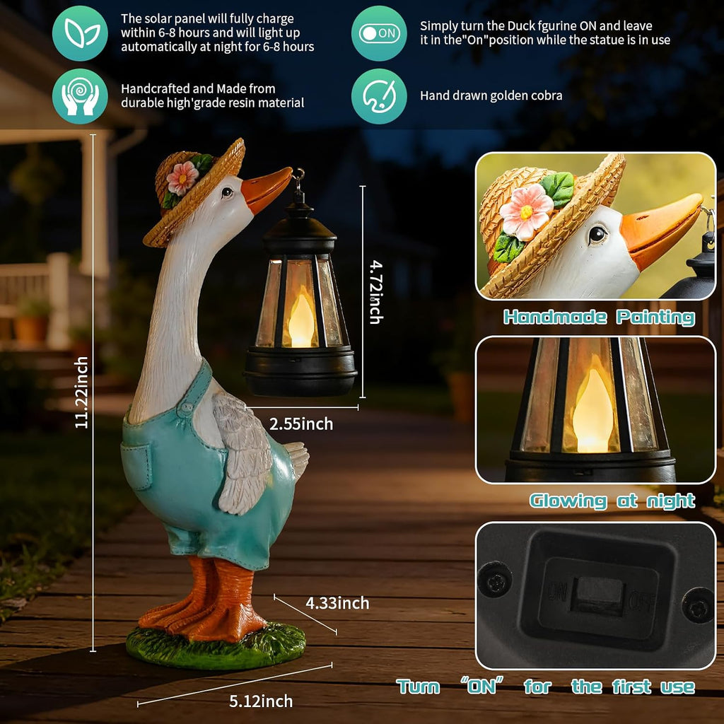 Solar Garden Outdoor Statues Goose, Goose Outdoor Lawn and Garden Statue, Lawn Decor Statue for Patio, Balcony, Yard Ornament - Gifts for Mom Grandma Women