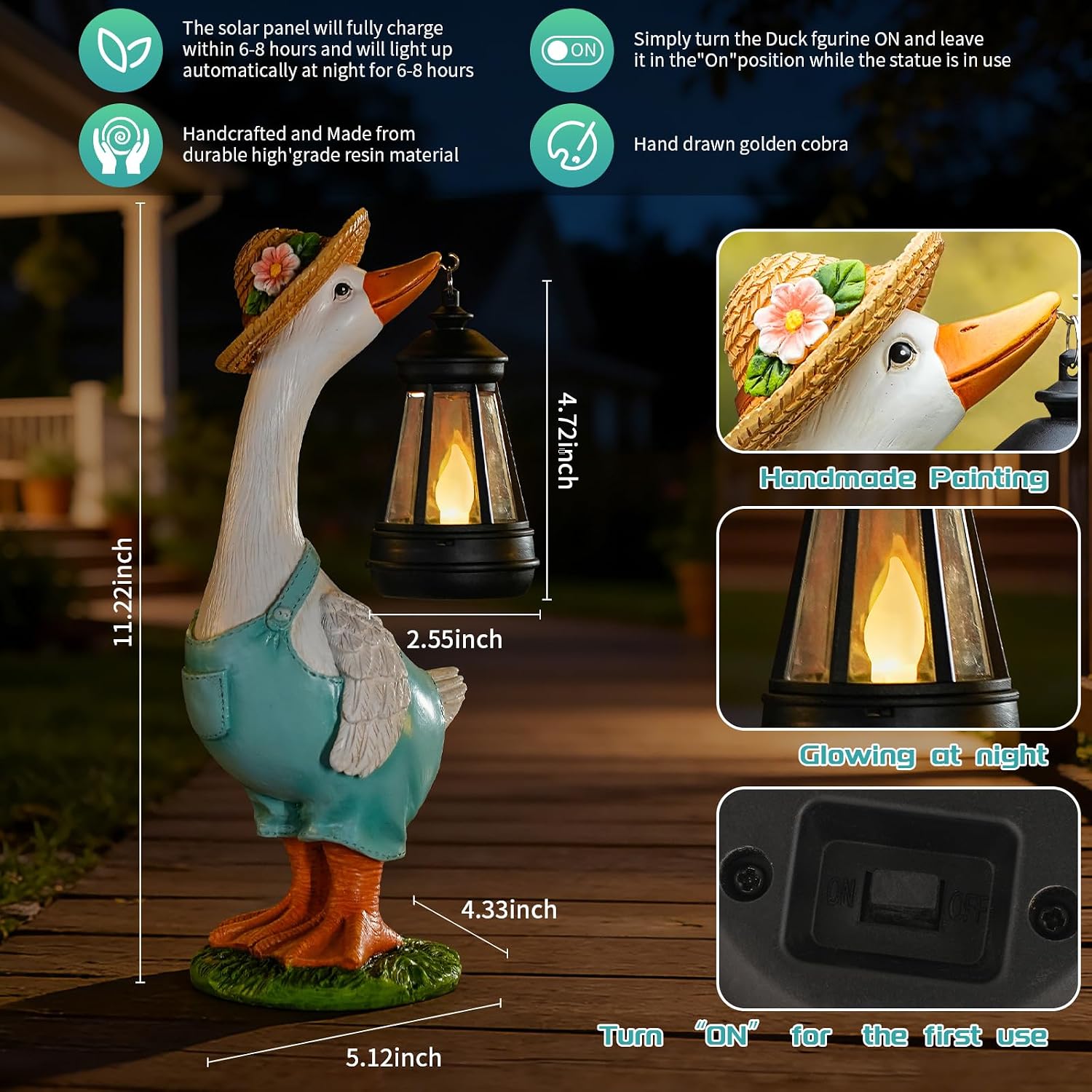 Solar Garden Outdoor Statues Goose, Goose Outdoor Lawn and Garden Statue, Lawn Decor Statue for Patio, Balcony, Yard Ornament - Gifts for Mom Grandma Women