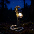 Solar Garden Outdoor Statues Snake with Solar Lights Outdoor Chrismtas Decorations - Lawn Decor Snake Statue for Patio, Balcony, Yard Ornament - Unique Housewarming Gifts (Brass Color)