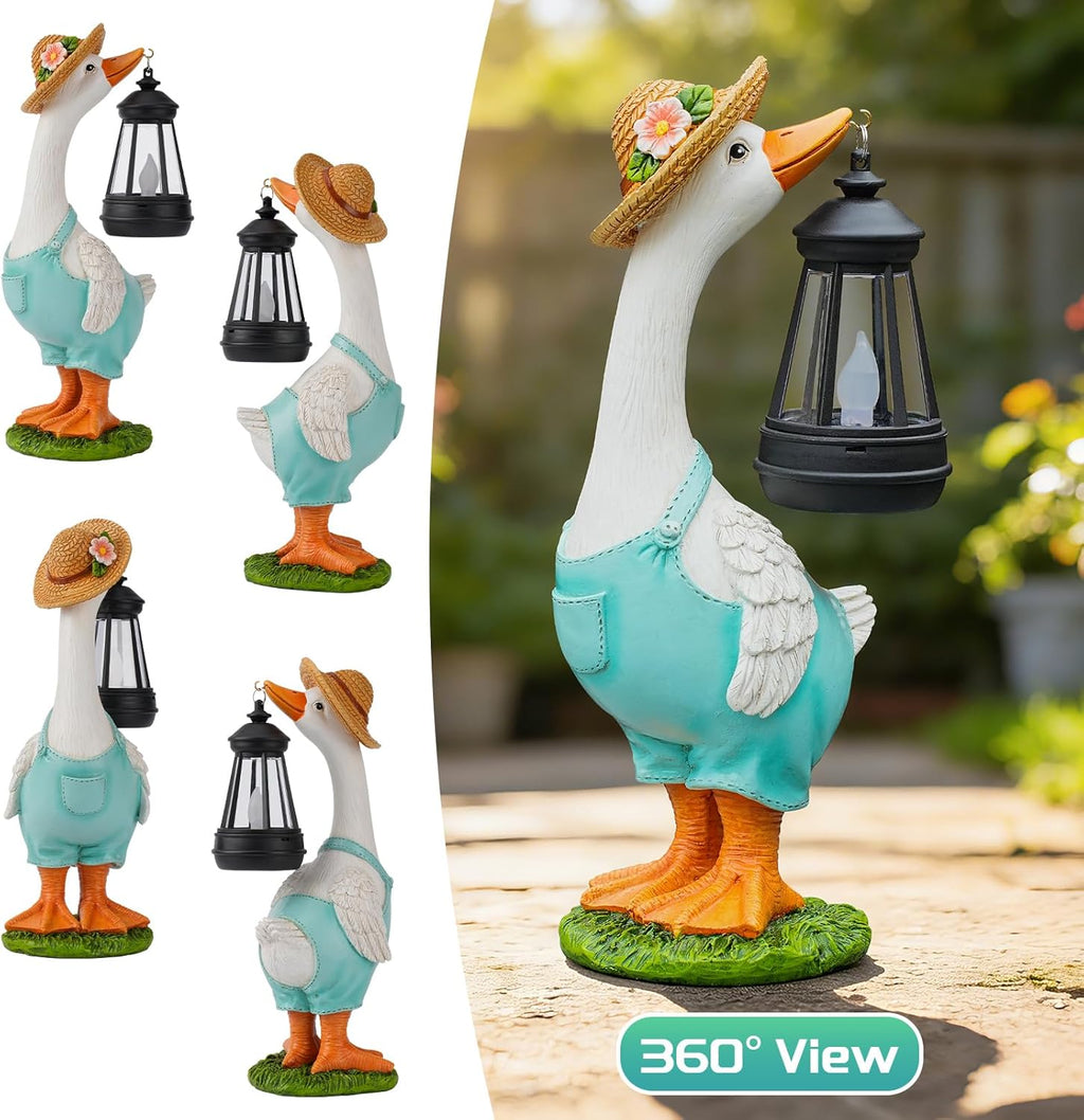 Solar Garden Outdoor Statues Goose, Goose Outdoor Lawn and Garden Statue, Lawn Decor Statue for Patio, Balcony, Yard Ornament - Gifts for Mom Grandma Women