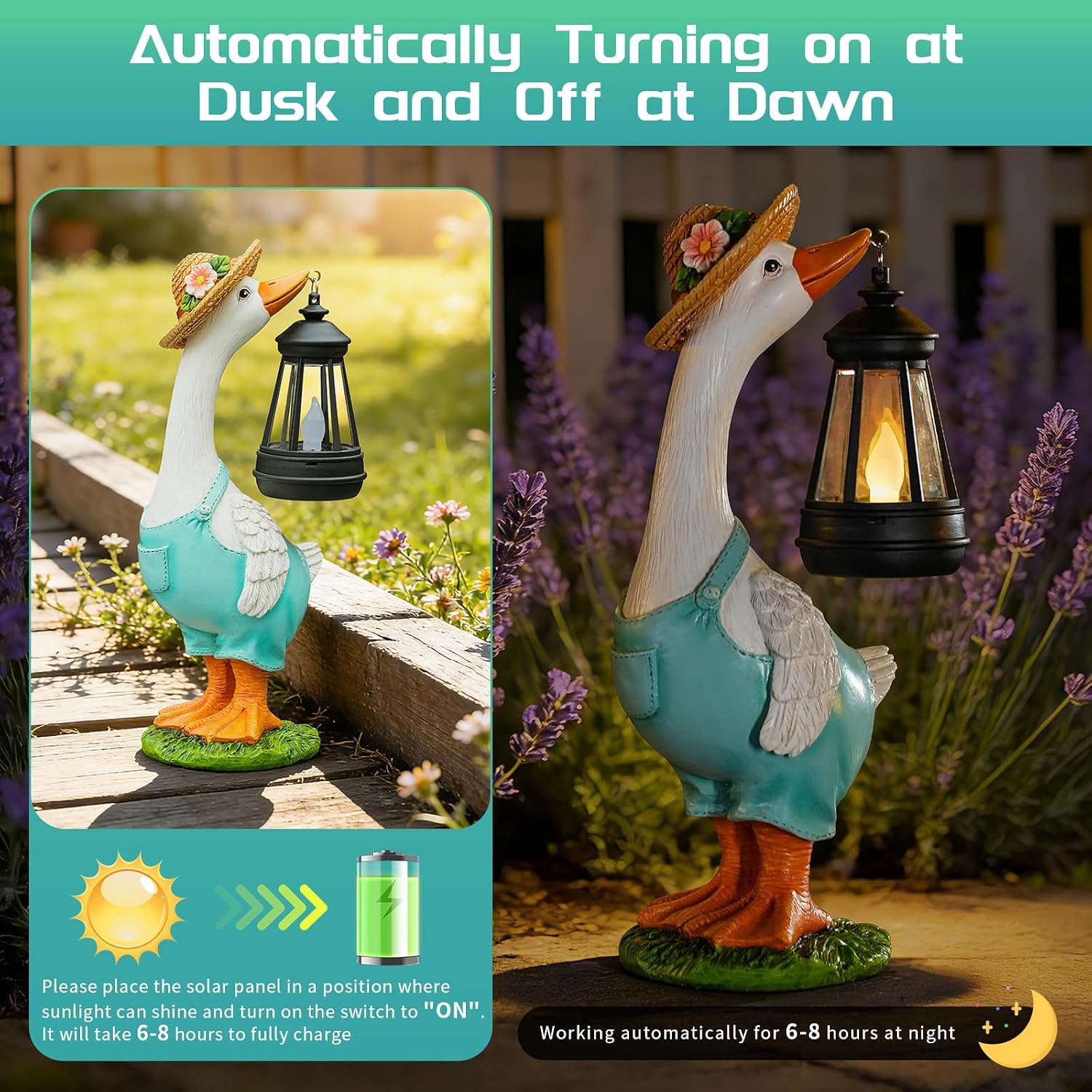 Solar Garden Outdoor Statues Goose, Goose Outdoor Lawn and Garden Statue, Lawn Decor Statue for Patio, Balcony, Yard Ornament - Gifts for Mom Grandma Women
