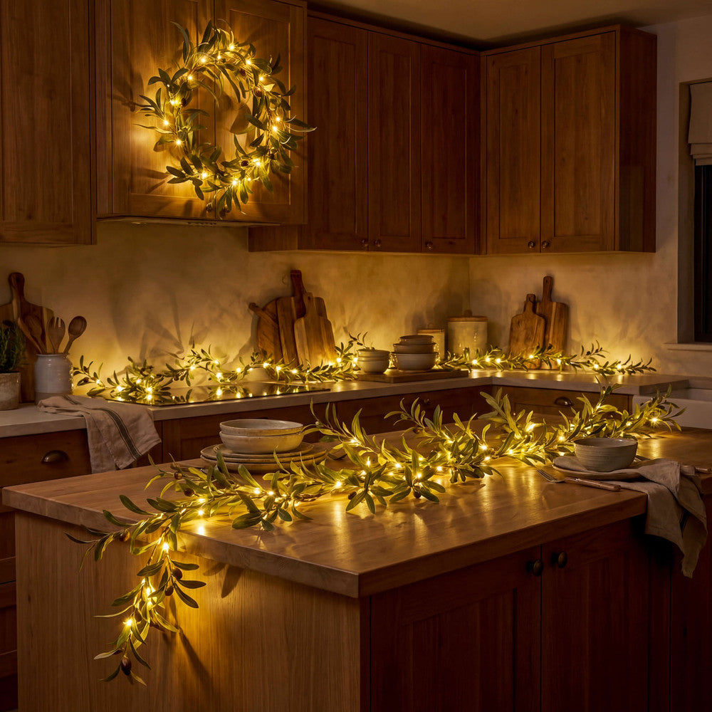 Lighted Trio Set: 2 Branches + 1 Wreath