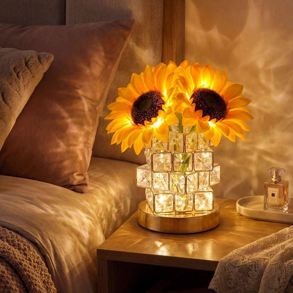 Golden Sunflower Sparkle Lamp