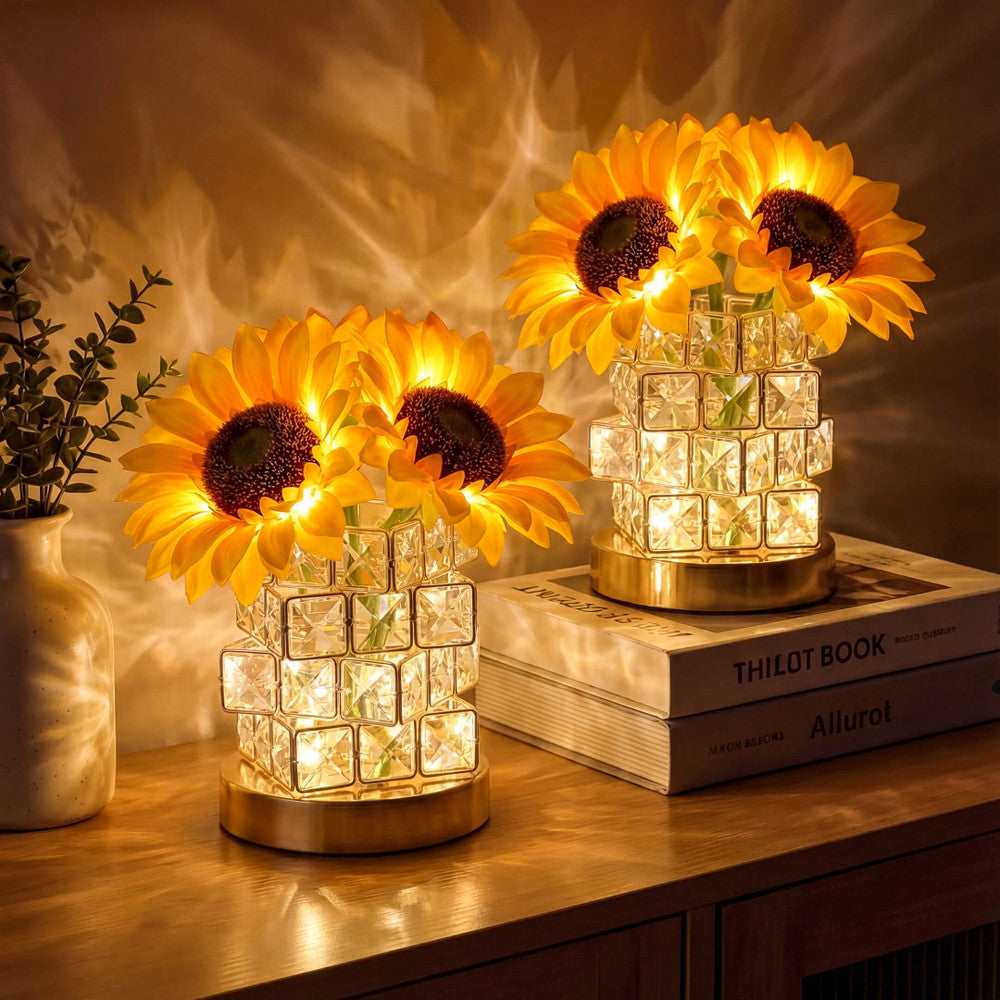 Golden Sunflower Sparkle Lamp