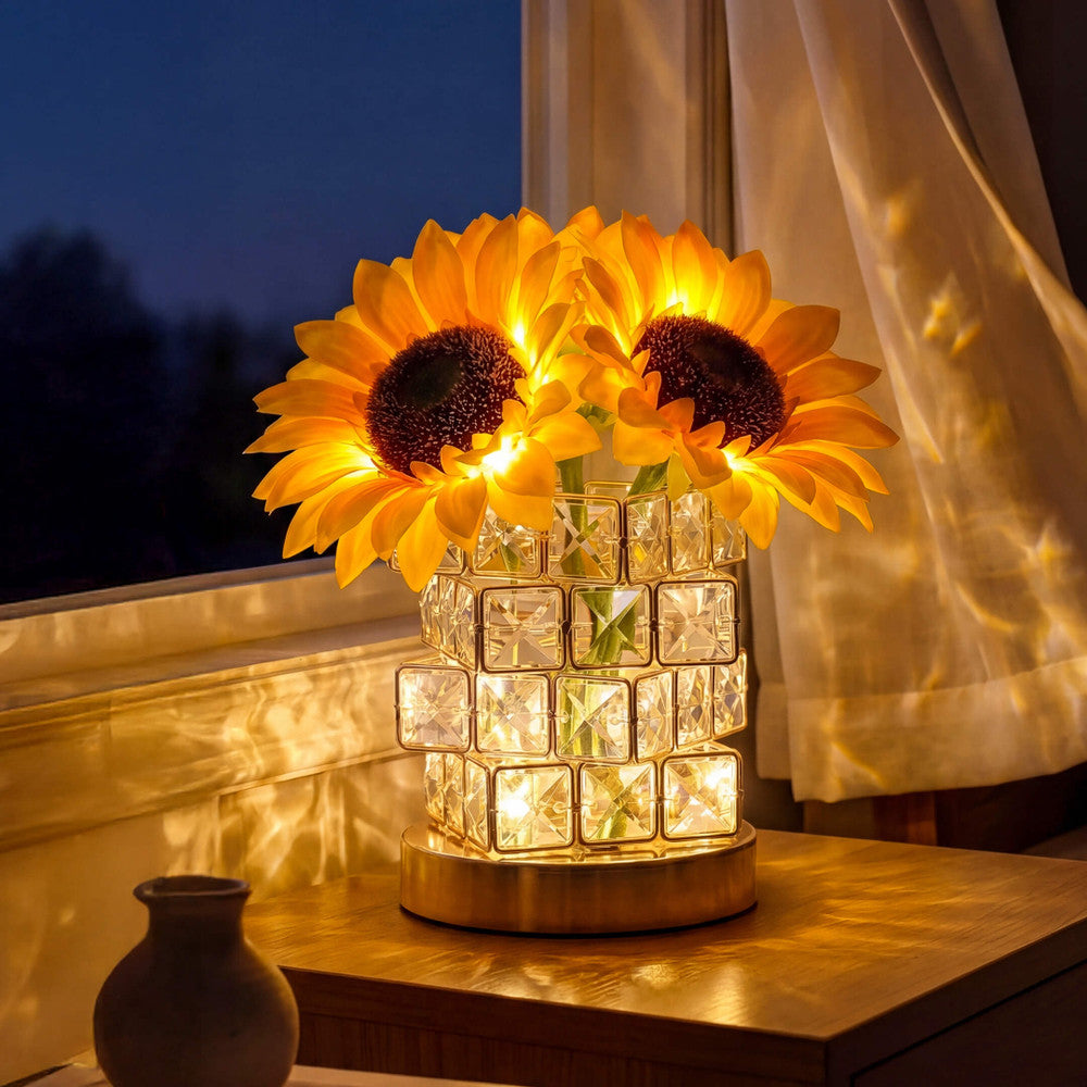 Golden Sunflower Sparkle Lamp