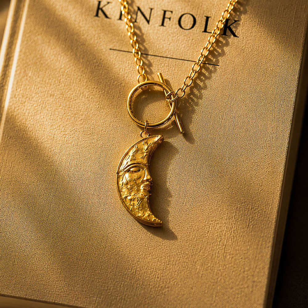 Golden Lunar Crescent Necklace
