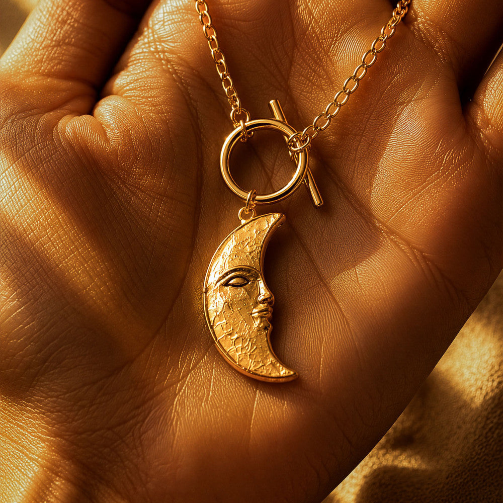 Golden Lunar Crescent Necklace
