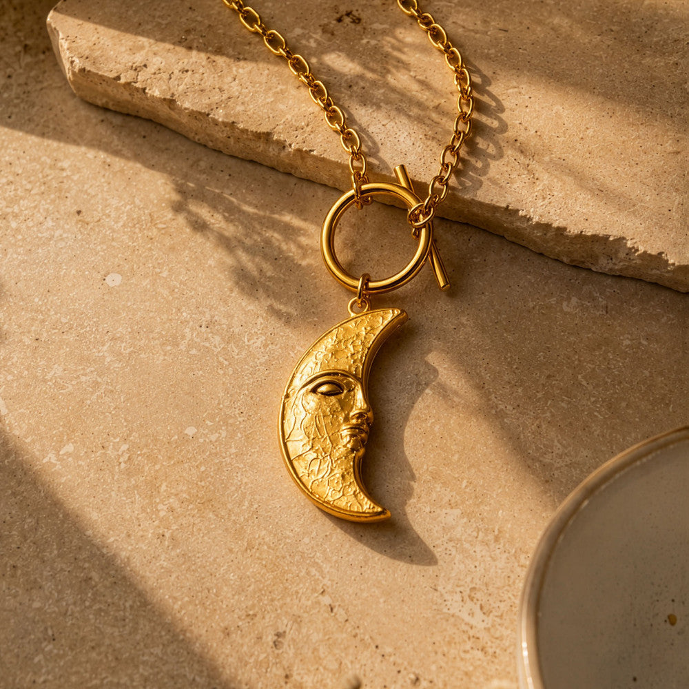 Golden Lunar Crescent Necklace