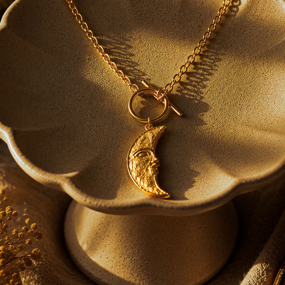 Golden Lunar Crescent Necklace