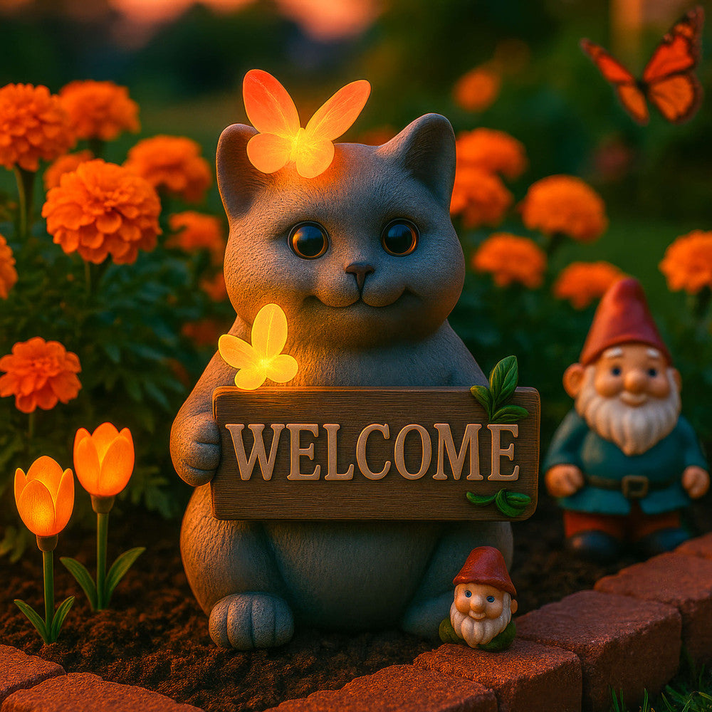 Whiskered Welcome Cat