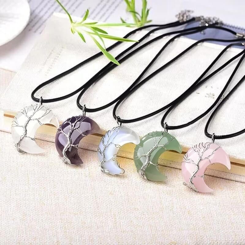 Twinkling Tree Crescent Necklace